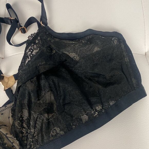 Savage X Fenty NWT Black Candy Hearts Lace Bralette in Caviar 2XL 330 - Picture 6 of 11